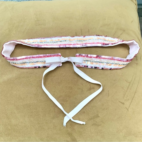 Sequined shimmer sparkly fabric tie belt - Picture 1 of 8